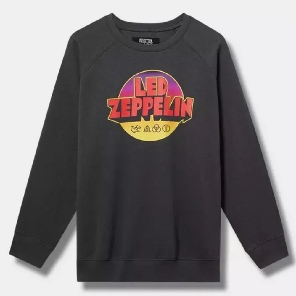 Torrid Women's Vintage Black Led Zeppelin Classic Fit Fleece Lined Sweatshirt 1X
